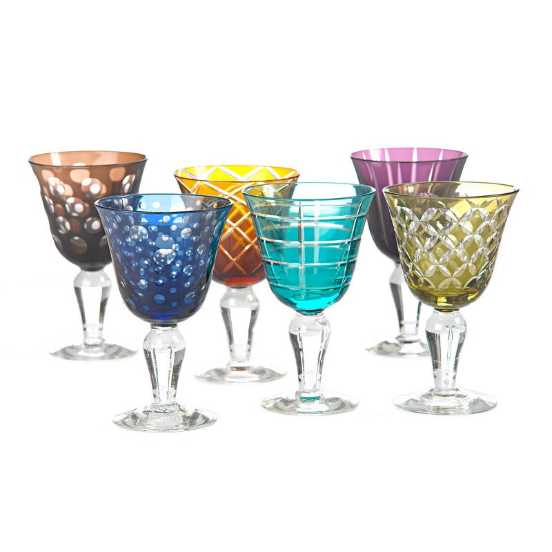 Set 6 Bicchieri Vino Cuttings Multicolor