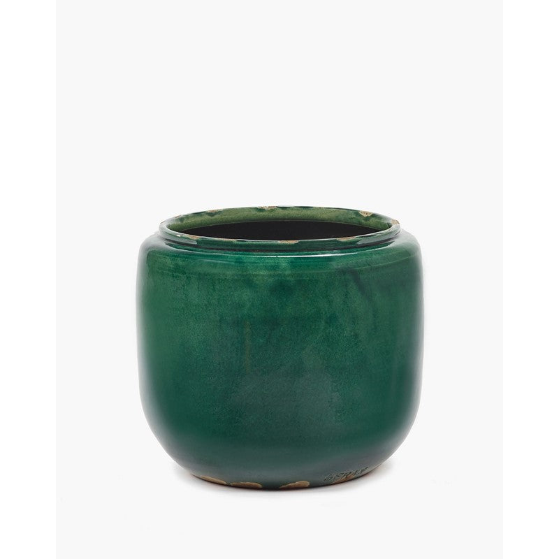 Vaso Flower Pot Costa Green Glazed Shades